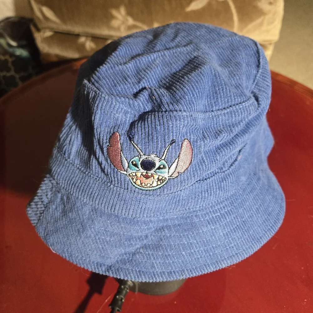 Disney Stitch Bucket Hat Blue Corduroy S/M